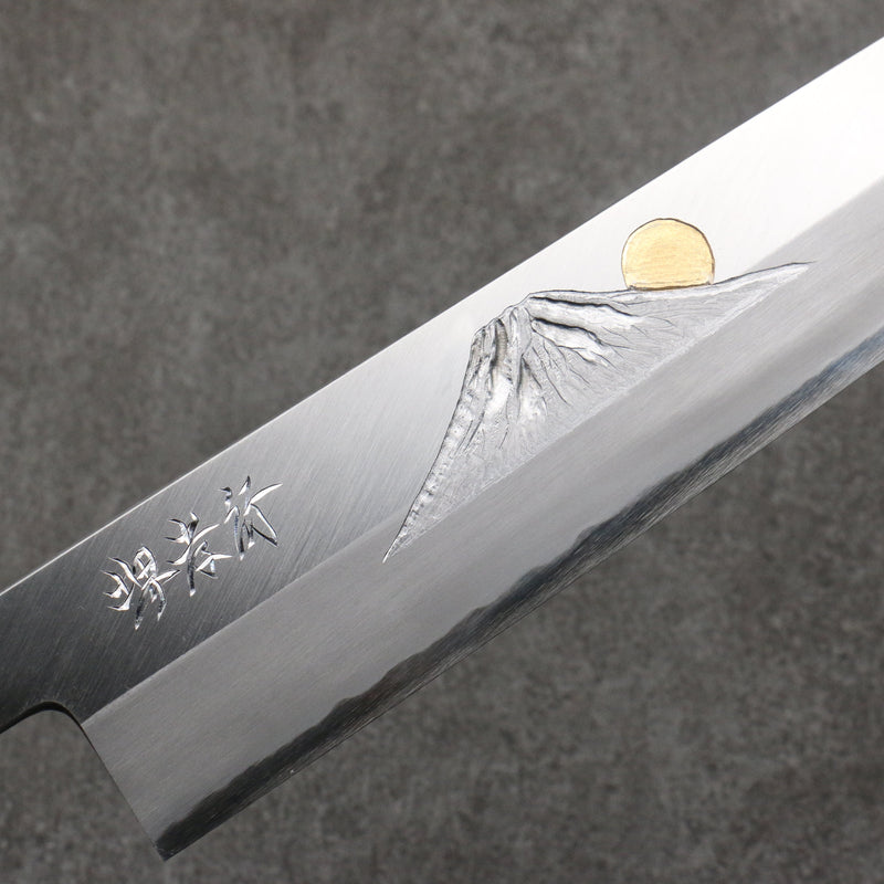 Sakai Takayuki Grabado bañado en oro de Kubota fuji y puesta de sol Acero Azul No.2 Kiritsuke Gyuto 270mm Mango de Magnolia (virola: Cuerno de búfalo de agua） - Japanny-SP