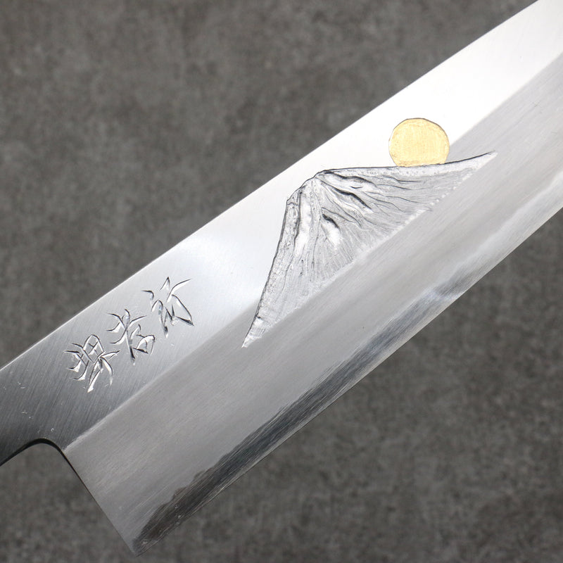 Sakai Takayuki Grabado bañado en oro de Kubota fuji y puesta de sol Acero Azul No.2 Gyuto 270mm Mango de Magnolia (virola: Cuerno de búfalo de agua） - Japanny-SP