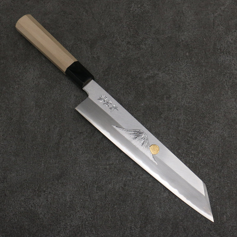 Sakai Takayuki Grabado bañado en oro de Kubota fuji y puesta de sol Acero Azul No.2 Kiritsuke Gyuto 240mm Mango de Magnolia (virola: Cuerno de búfalo de agua） - Japanny-SP