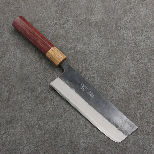 Seisuke Acero Azul No.2 Terminado Negro Nakiri 165mm Mango de madera de corazón púrpura (virola: Roble） - Japanny-SP