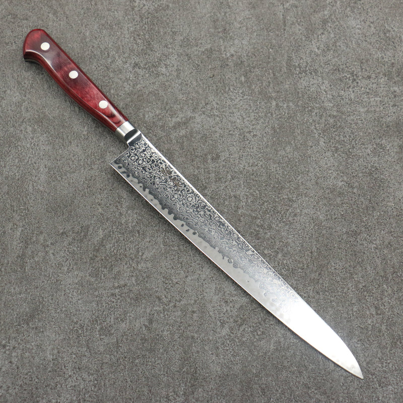 Seisuke AUS10 Damasco Sujihiki 240mm Mango de Madera de pakka roja - Japanny-SP