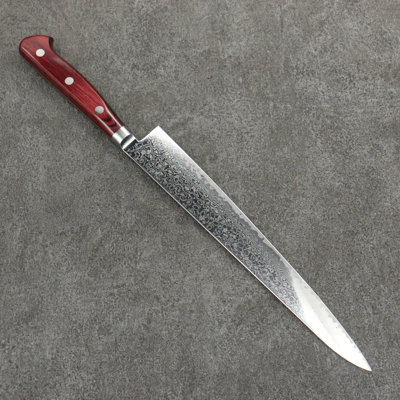 Seisuke AUS10 Damasco Sujihiki 240mm Mango de Madera de pakka roja - Japanny-SP