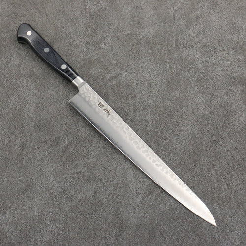 Seisuke AUS8 Martillado Sujihiki 240mm Mango de Madera de Pakka Negra - Japanny-SP