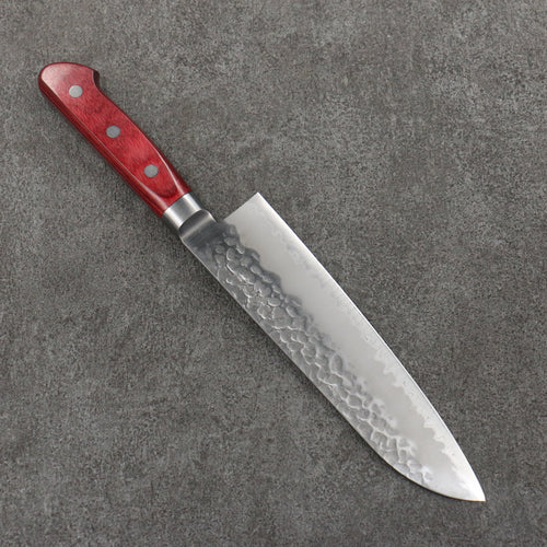 Seisuke Super Azul Martillado Gyuto 180mm Mango de Madera de pakka roja - Japanny-SP