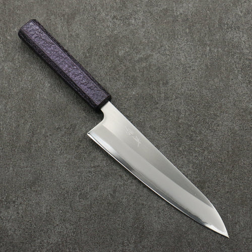 Seisuke Acero Blanco No.1 Terminado Migaki Pulido Gyuto 180mm Mango de Roble con Lacado morado - Japanny-SP