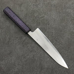 Seisuke Acero Blanco No.1 Terminado Migaki Pulido Gyuto 180mm Mango de Roble con Lacado morado - Japanny-SP