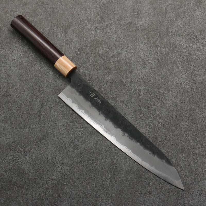 Seisuke Super Azul Nashiji Negro Gyuto 240mm Mango de Palosanto (virola: madera de pakka blanco) - Japanny-SP