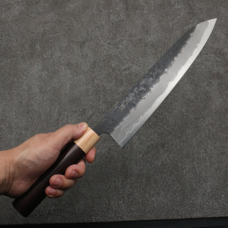 Seisuke Super Azul Nashiji Negro Gyuto 240mm Mango de Palosanto (virola: madera de pakka blanco) - Japanny-SP