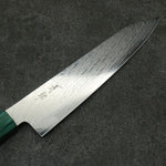 Seisuke AUS10 Espejo Cruzado Kiritsuke Gyuto 210mm Mango de Shitan (virola: madera de pakka verde) - Japanny-SP