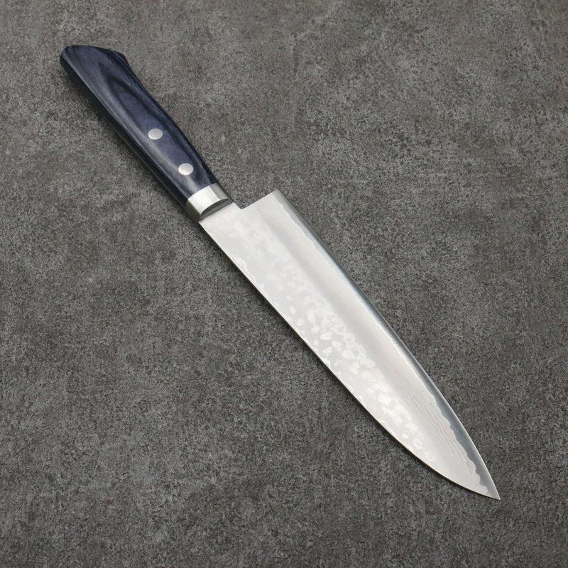 Kunihira Sairyu VG10 Damasco Gyuto 180mm Mango de azul marino de pakka negra - Japanny-SP