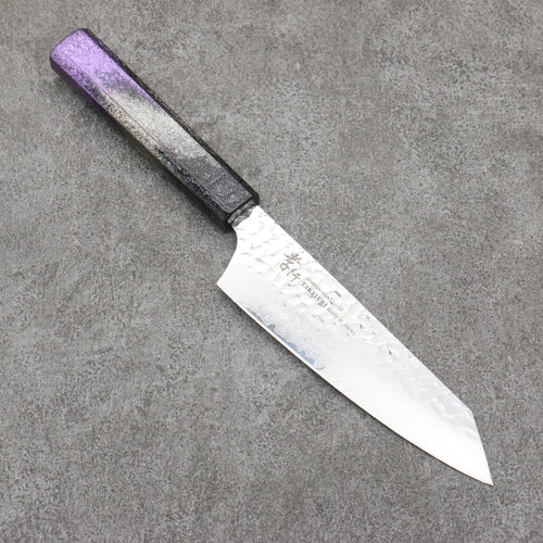 Sakai Takayuki Rinnou VG10 de 33 Capas Damasco Kengata Santoku Cuchillo Japones 160mm Mango de Mango Lacado Purpura - Japanny-SP