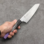 Sakai Takayuki Rinnou VG10 de 33 Capas Damasco Kengata Santoku Cuchillo Japones 160mm Mango de Mango Lacado Purpura - Japanny-SP