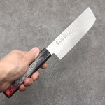 Sakai Takayuki Rinnou VG10 de 33 Capas Damasco Nakiri Cuchillo Japones 160mm Mango de Laquerado rojo - Japanny-SP