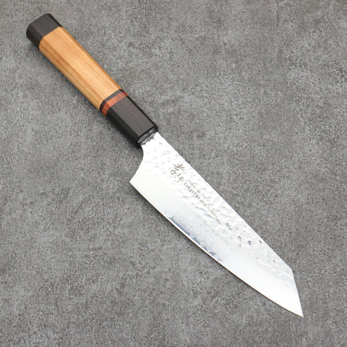 Sakai Takayuki VG10 de 33 Capas Damasco Kengata Santoku Cuchillo Japones 160mm Mango de flores de cerezo silvestres (dodecágono) - Japanny-SP