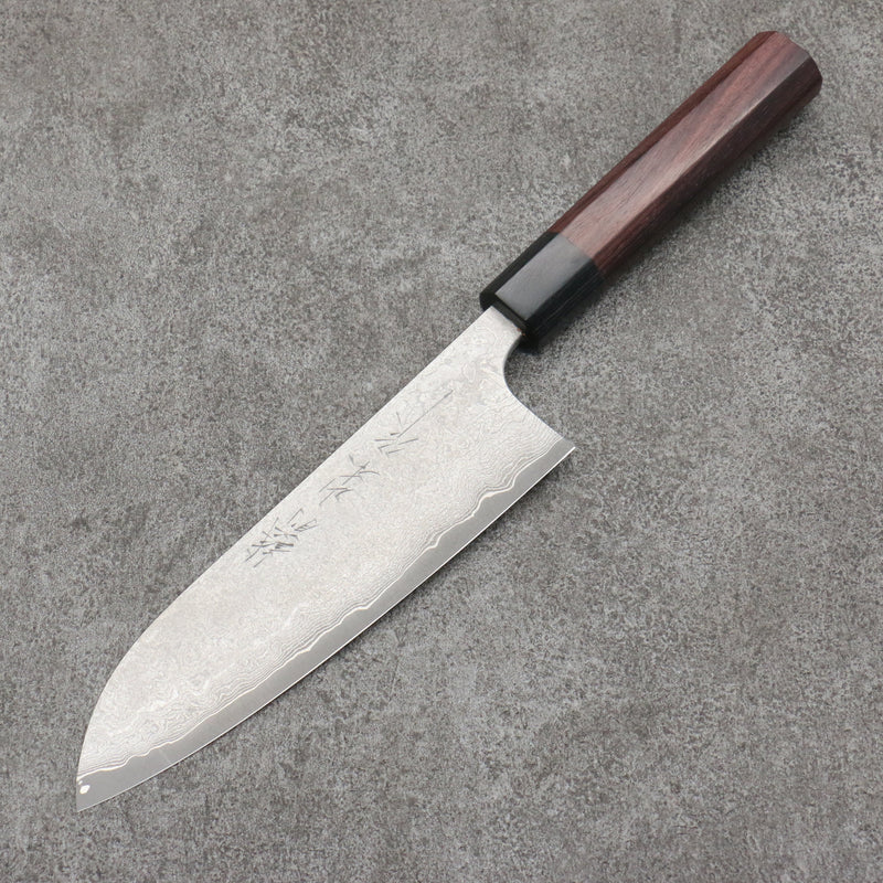 Nao Yamamoto VG10 Damasco Negro Santoku Cuchillo Japones 165mm Mango de Shitan - Japanny-SP