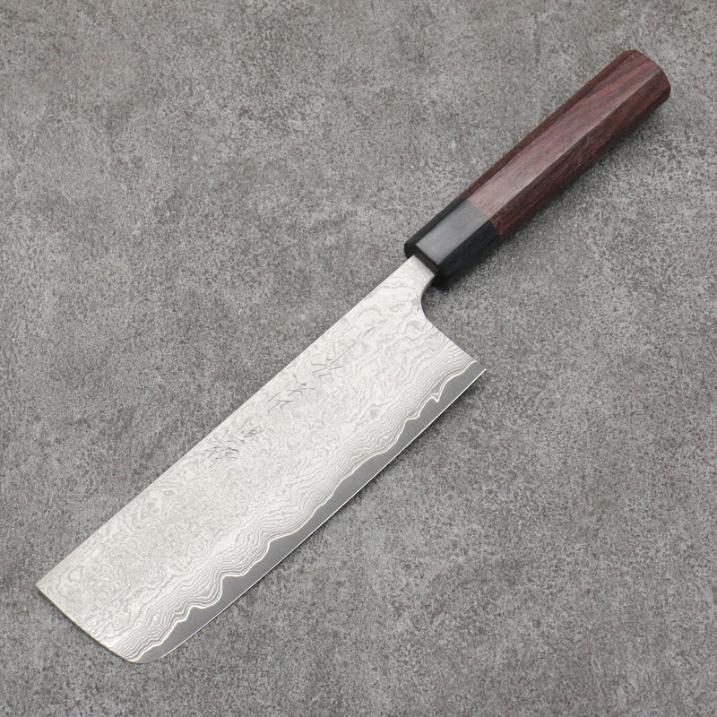 Nao Yamamoto VG10 Damasco Negro Nakiri Cuchillo Japones 165mm Mango de Shitan - Japanny-SP