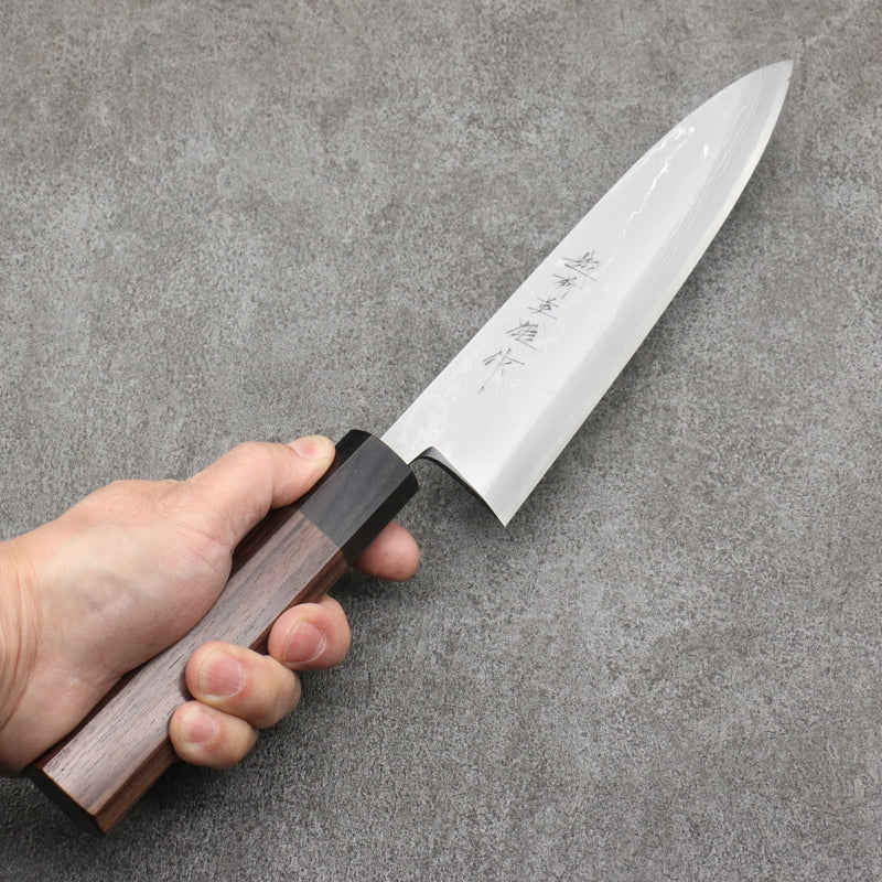 Hideo Kitaoka Acero Blanco No.2 Damasco Mioroshi Deba Cuchillo Japones 210mm Mango de Shitan - Japanny-SP