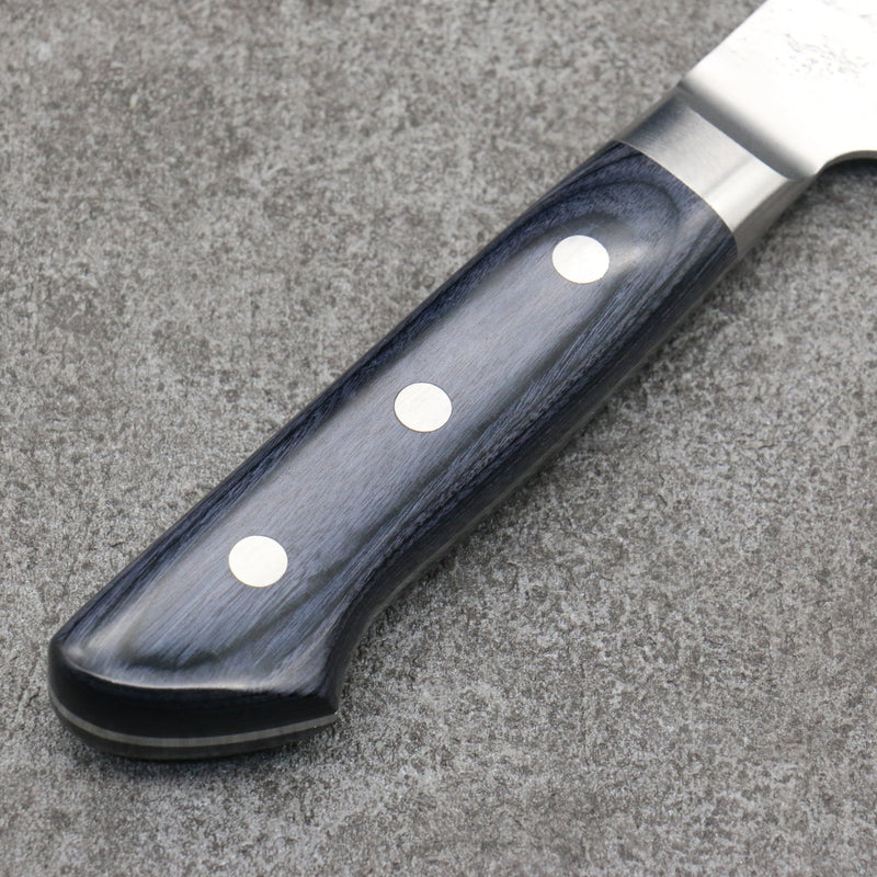 Seisuke Acero Azul No.2 Nashiji Kiritsuke Santoku Cuchillo Japones 195mm Mango de azul marino de pakka negra - Japanny-SP