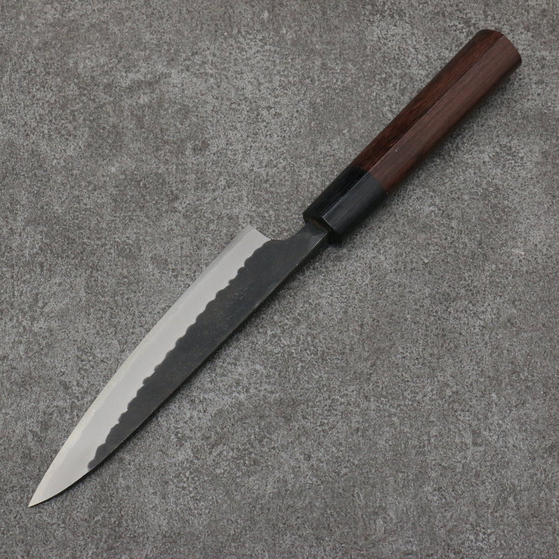 Nao Yamamoto Acero Azul Kurouchi Petty-Utilitario Cuchillo Japones 135mm Mango de Shitan (virola: madera de pakka negra) - Japanny-SP