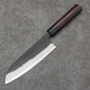 Nao Yamamoto Acero Azul Kurouchi Santoku Cuchillo Japones 170mm Mango de Shitan (virola: madera de pakka negra) - Japanny-SP