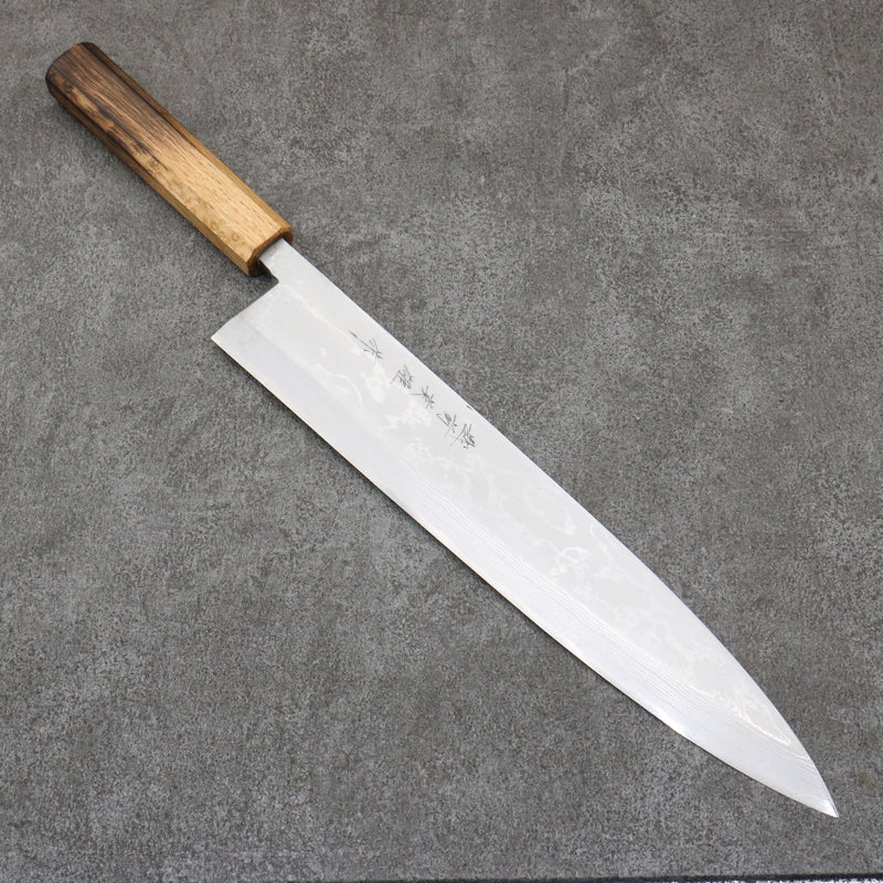 Hideo Kitaoka Acero Blanco No.2 Damasco Mioroshi Deba Cuchillo Japones 300mm Mango de Arce quemado - Japanny-SP