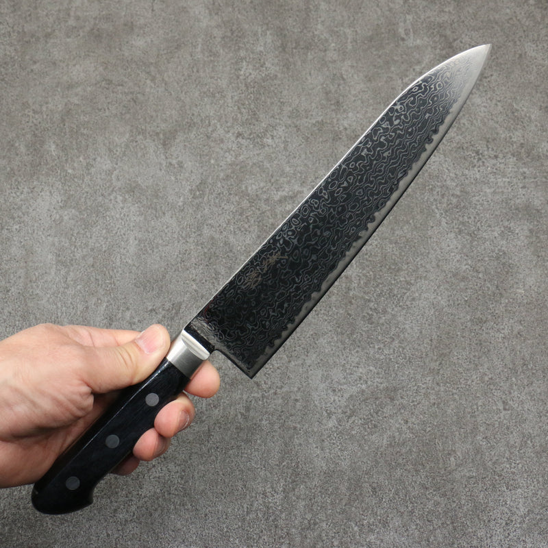 Seisuke Kagami2 AUS10 Damasco con Terminado de Espejo Gyuto 210mm Mango de Madera de Pakka Negra - Japanny-SP