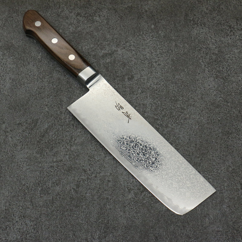 Seisuke Kagami2 AUS10 Damasco con Terminado de Espejo Nakiri 165mm Mango de Madera de Pakka Cafe - Japanny-SP