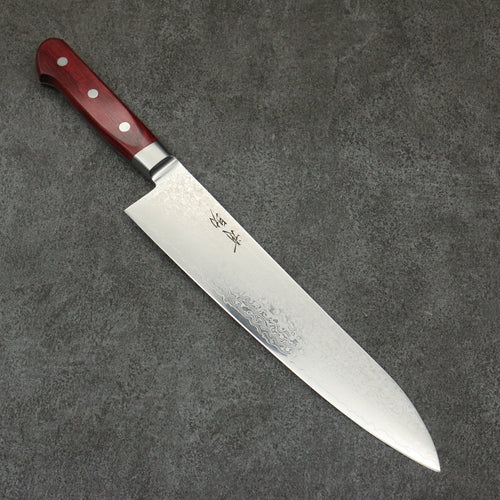 Seisuke VG10 de 33 Capas Damasco con Terminado de Espejo Gyuto 240mm Mango de Madera de pakka roja - Japanny-SP