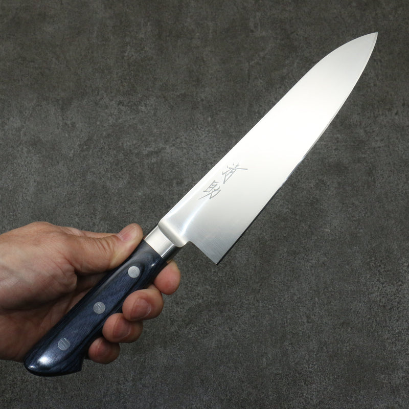 Seisuke Seiten Molibdeno Gyuto 180mm Mango de azul marino de pakka negra - Japanny-SP