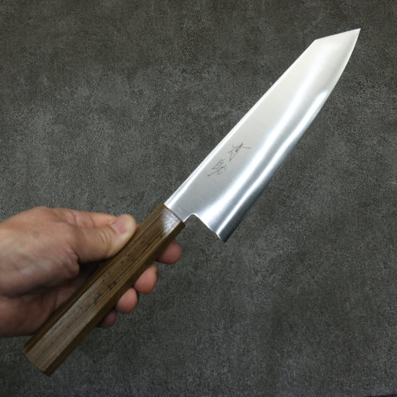 Seisuke Acero Inoxidable Kiritsuke Santoku 180mm Mango de Sándalo gris - Japanny-SP