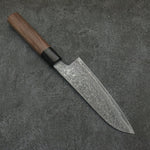 Shigeki Tanaka Harukaze SG2 Damasco Santoku 165mm Mango de Nogal - Japanny-SP