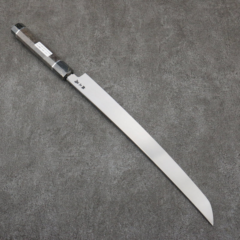 Sakai Takayuki Zangetsu Acero de Plata No.3 Sakimaru Yanagiba 330mm Mango de Madera estabilizada (anillo blanco)  con Funda - Japanny-SP