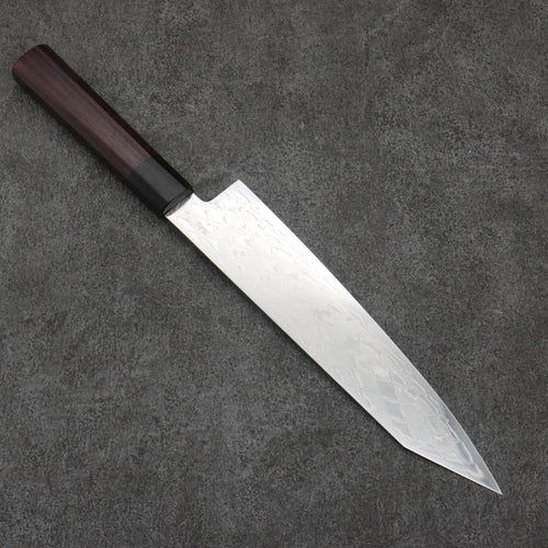 Seisuke AUS10 Espejo Cruzado Kiritsuke Gyuto 210mm Mango de Shitan (virola: madera de pakka negra) - Japanny-SP