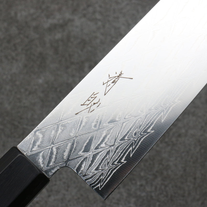 Seisuke AUS10 Espejo Cruzado Kiritsuke Gyuto 210mm Mango de Shitan (virola: madera de pakka negra) - Japanny-SP