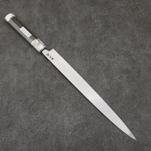 Sakai Takayuki Chef Series Silver Steel No.3 Fuguhiki  300mm Stabilized wood (White Ferrule and End Cap) Handle with Sheath 