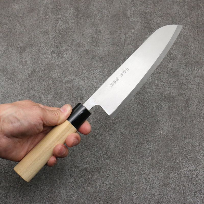 Nakaniida Acero Blanco No.2 Terminado Migaki Pulido Santoku 165mm Mango de Magnolia - Japanny-SP