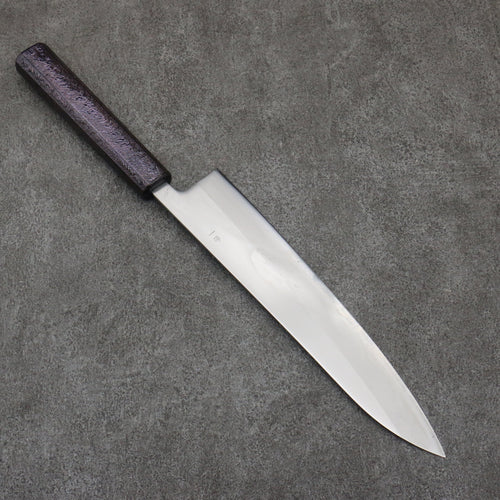 Seisuke White Steel No.1 Migaki Polish Finish Gyuto  240mm Oak with Purple Lacquer Handle 