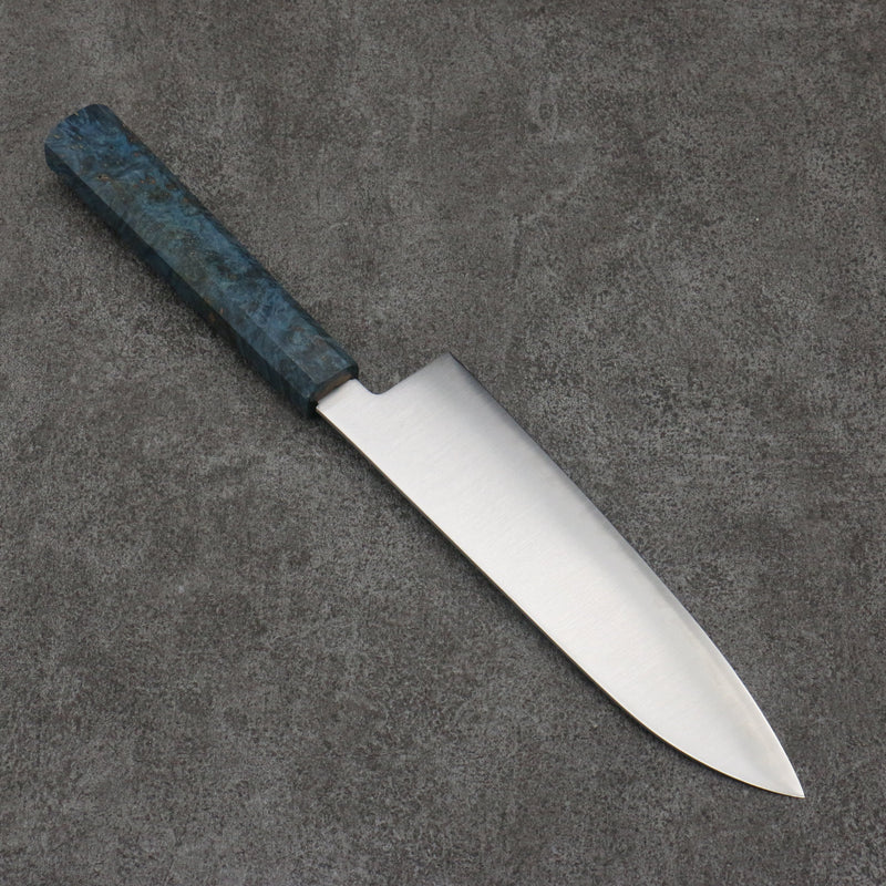 Seisuke Super Azul Terminado Migaki Pulido Santoku 180mm Mango de Madera estabilizada - Japanny-SP