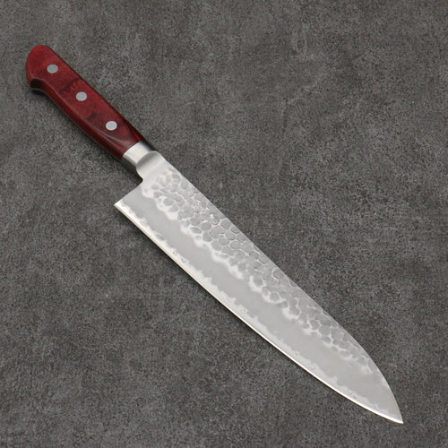 Seisuke Super Azul Martillado Gyuto 210mm Mango de Madera de pakka roja - Japanny-SP