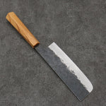 Isamitsu Abe Acero Blanco No.1 Martillado Nakiri 165mm Mango de Roble (pentágono) - Japanny-SP