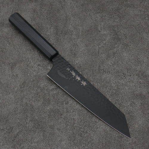 Sakai Takayuki Kurokage VG10 Martillado Cubierto de Teflon Kiritsuke Gyuto 190mm Mango de Lacado Negro - Japanny-SP