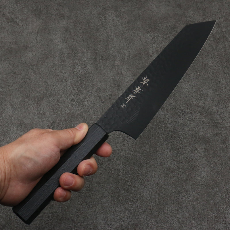 Sakai Takayuki Kurokage VG10 Martillado Cubierto de Teflon Kiritsuke Gyuto 190mm Mango de Lacado Negro - Japanny-SP