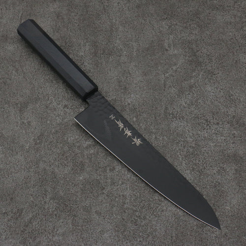 Sakai Takayuki Kurokage VG10 Martillado Cubierto de Teflon Kiritsuke Gyuto 210mm Mango de Lacado Negro - Japanny-SP