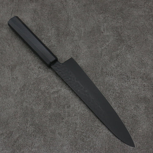 Sakai Takayuki Kurokage VG10 Martillado Cubierto de Teflon Kiritsuke Gyuto 210mm Mango de Lacado Negro - Japanny-SP