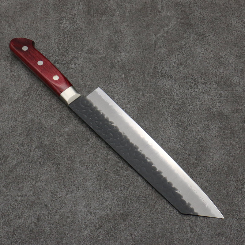 Seisuke Super Azul Martillado Kurouchi Kiritsuke Gyuto 210mm Mango de Madera de pakka roja - Japanny-SP