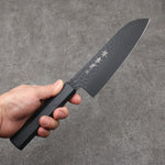 Sakai Takayuki Kurokage VG10 Martillado Cubierto de Teflon Santoku 170mm Mango de Lacado Negro - Japanny-SP