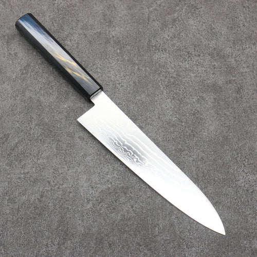 Kajin Acero Especial de Cobalto Damasco Gyuto 210mm Mango de Lacado azul oscuro y dorado - Japanny-SP