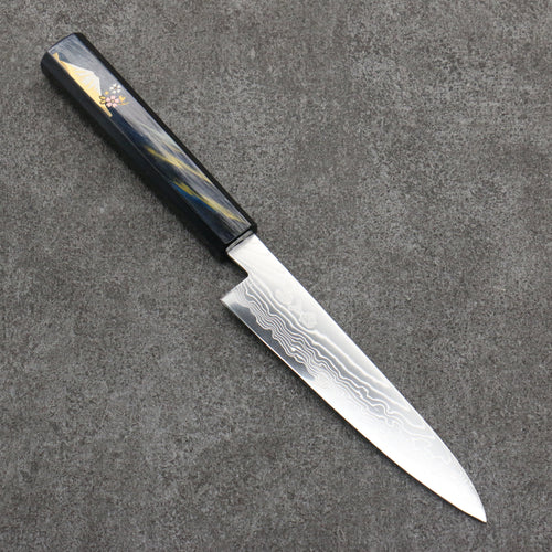 Kajin Acero Especial de Cobalto Damasco Petty-Utilitario 135mm Mango de Lacado azul oscuro y dorado y Fuji - Japanny-SP