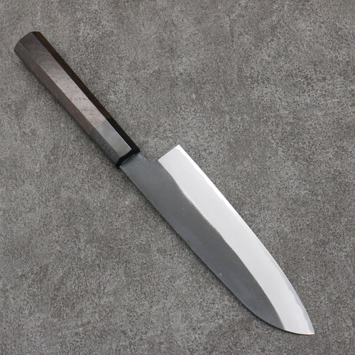 Sakai Takayuki Gold Filled Engraving by Kubota Jyurokuya White Steel No.2 Black Finished Santoku  180mm Ebony Wood Handle 