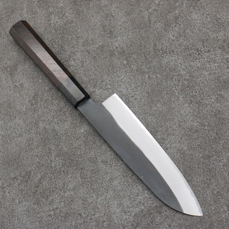 Sakai Takayuki Grabado bañado en oro de Kubota Jyurokuya Acero Blanco No.2 Terminado Negro Santoku 180mm Mango de Madera de ebano - Japanny-SP